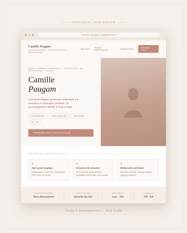 Création site internet sage-femme à Chartres-de-Bretagne - Camille Paugam