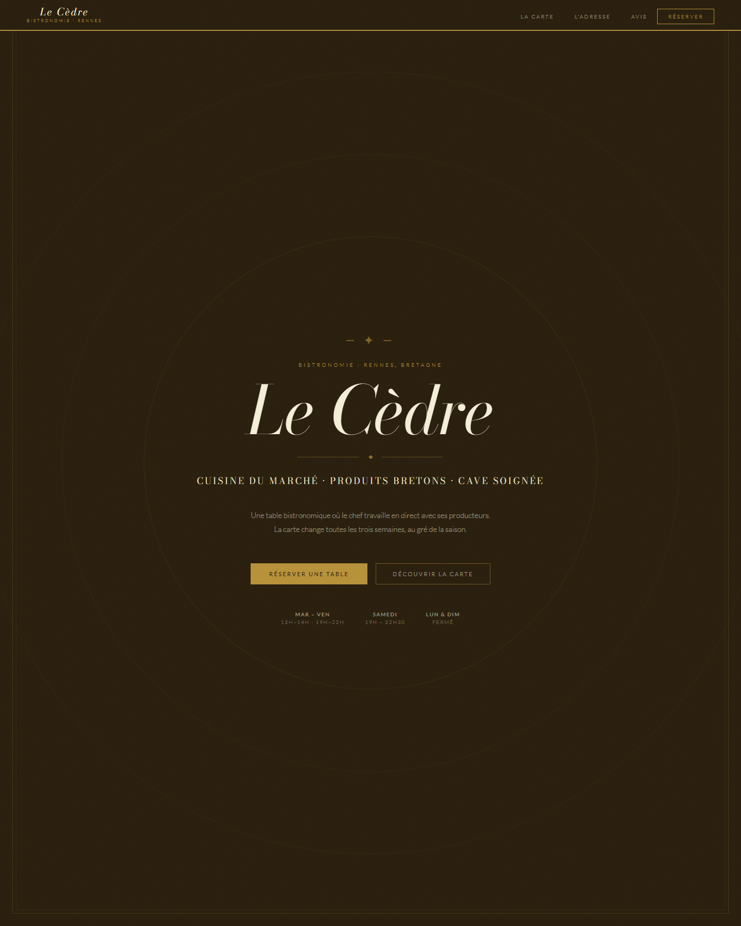 Création site internet restaurant Rennes - Exemple Le Cèdre